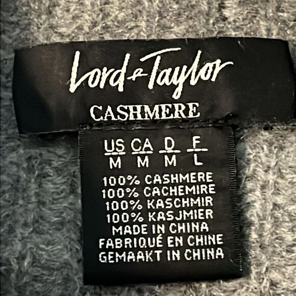 Lord & Taylor 100% Cashmere Boxy Cropped Sweater Neutrals Colorblock Brown Gray - Picture 13 of 14